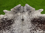 Chocolate Brown and White Cowhide Rug in Salt and Pepper Print