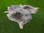 Chocolate Brown and White Cowhide Rug in Salt and Pepper Print