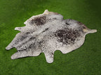 Chocolate Brown and White Cowhide Rug in Salt and Pepper Print