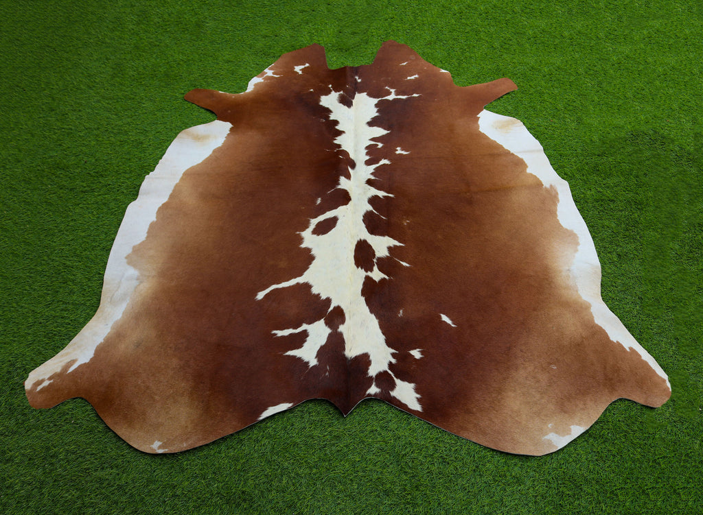 Brown and White Hereford Cowhide Rug