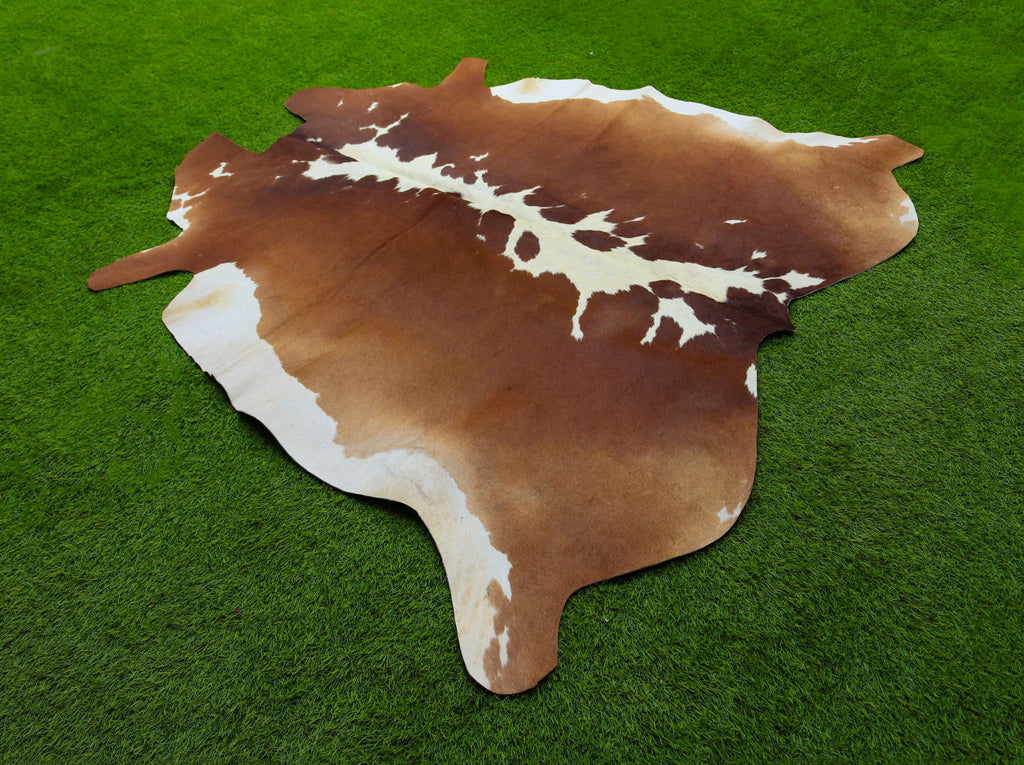 Brown and White Hereford Cowhide Rug