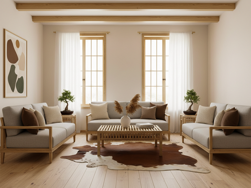 Brown and White Hair-On Cowhide Rug in Panda Print