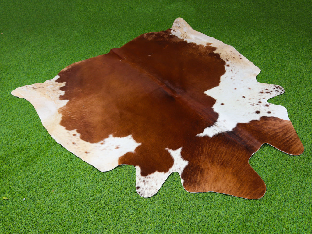 Brown and White Hair-On Cowhide Rug in Panda Print