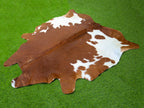 Brown and White Panda Print Cowhide Rug
