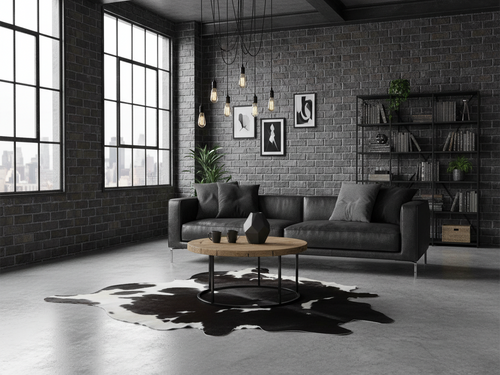 Black and White Panda Print Cowhide Rug