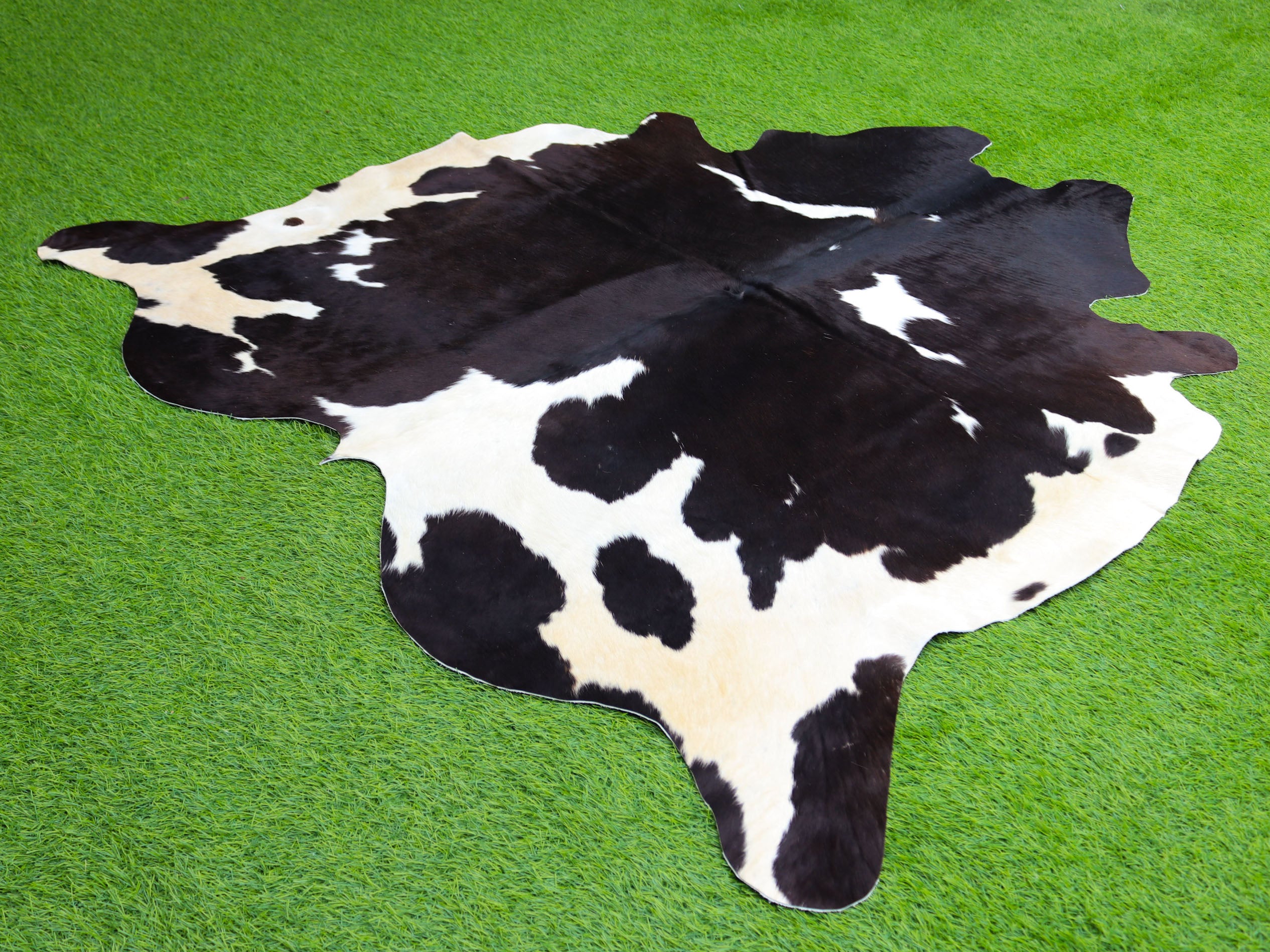 Black and White Panda Print Cowhide Rug