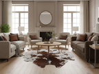 Brown and White Panda Print Cowhide Area Rug