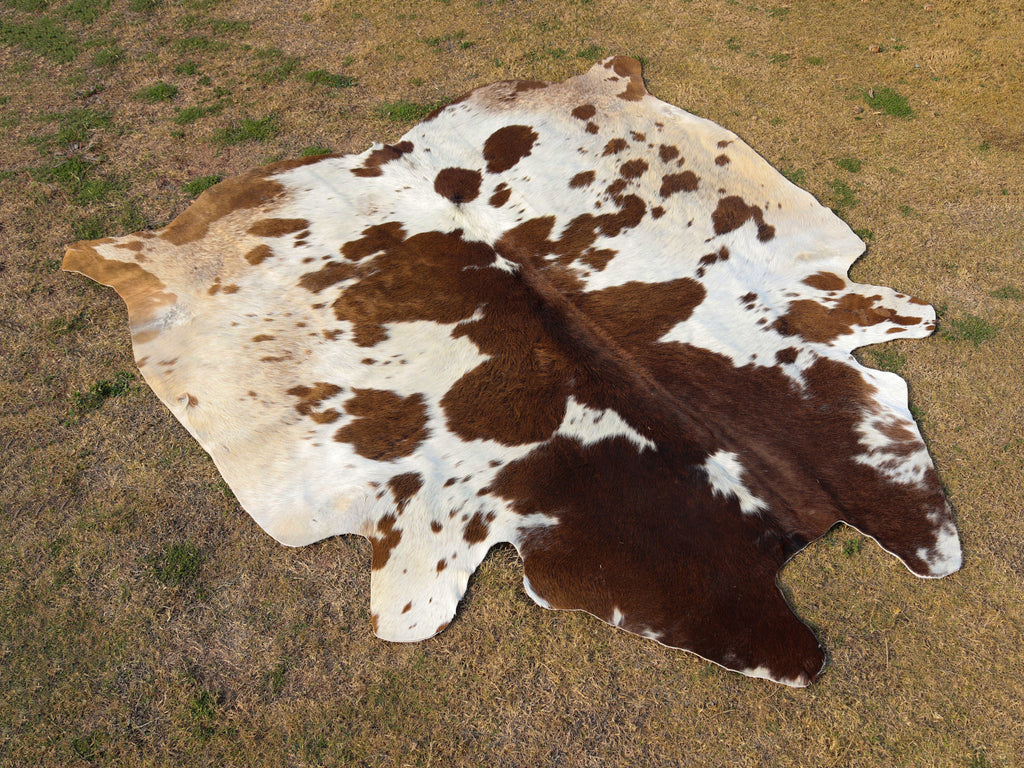 Brown and White Panda Print Cowhide Area Rug