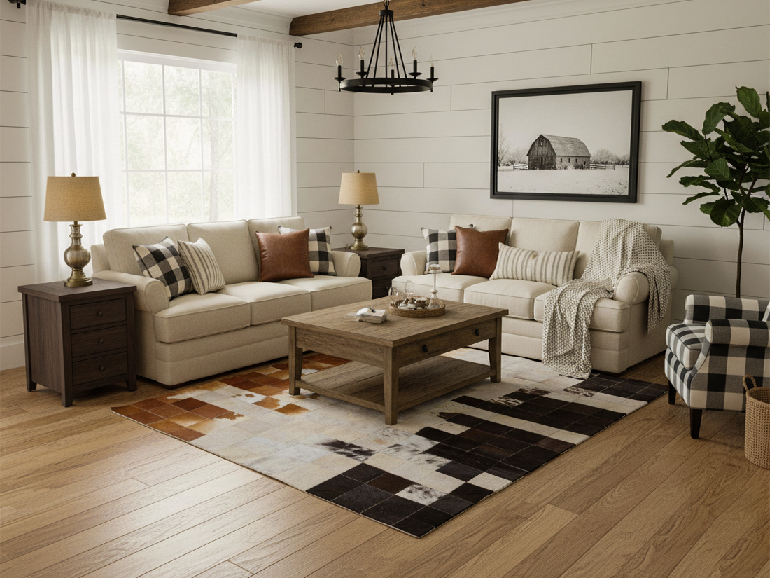 Tricolor Cowhide Hair On Patchwork – Runner Rug – Designer Rug