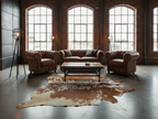 Tan Brown and White Soft Cowhide Rug