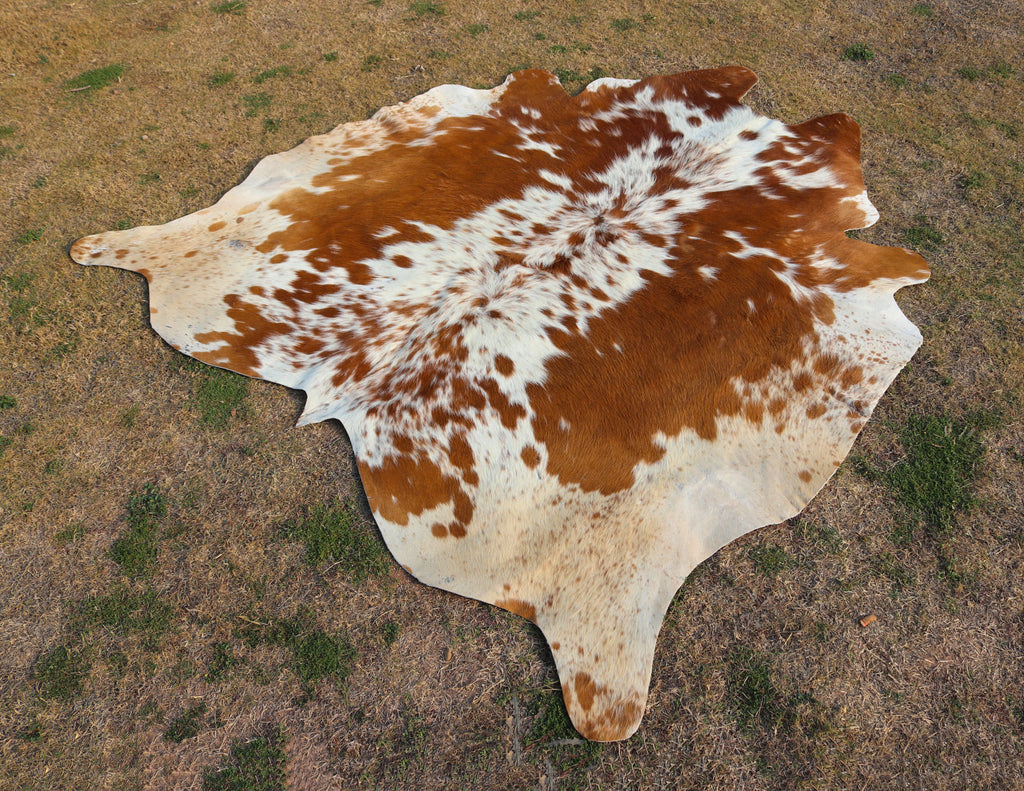 Tan Brown and White Soft Cowhide Rug