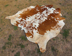 Tan Brown and White Soft Cowhide Rug