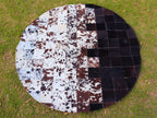 Circular Tricolor Hair On Patchwork Rug – Designer Rug