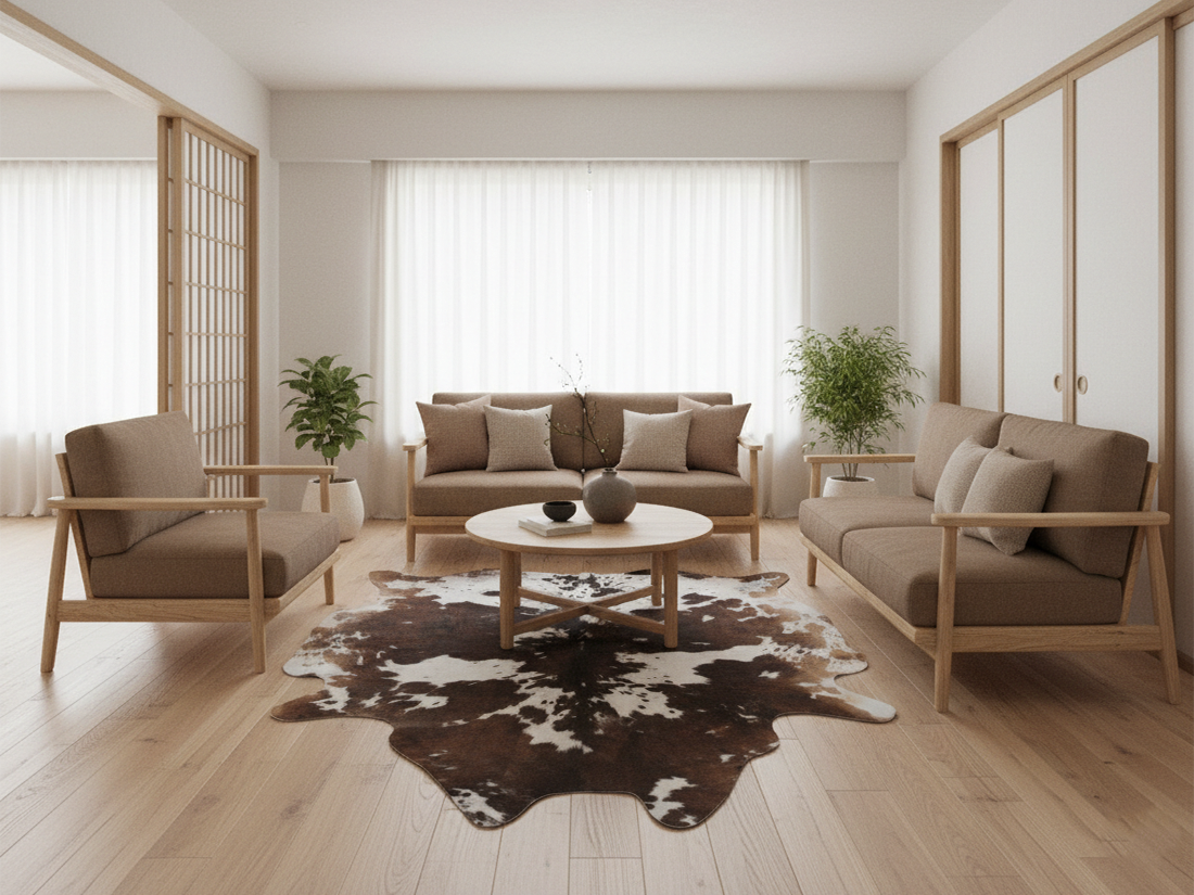 Chocolate Brown and White Luxury Cowhide Rug