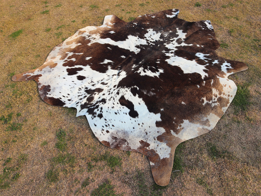 Chocolate Brown and White Luxury Cowhide Rug