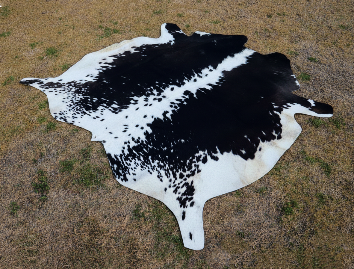 Black and White Hereford Cowhide Rug