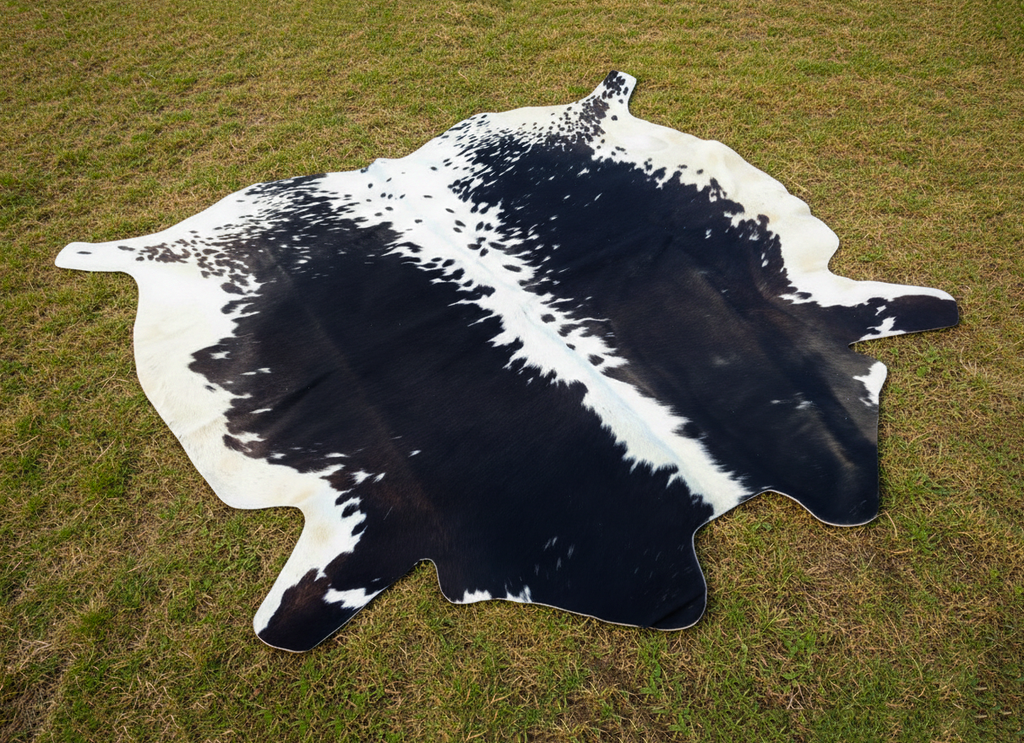 Black and White Hereford Cowhide Rug