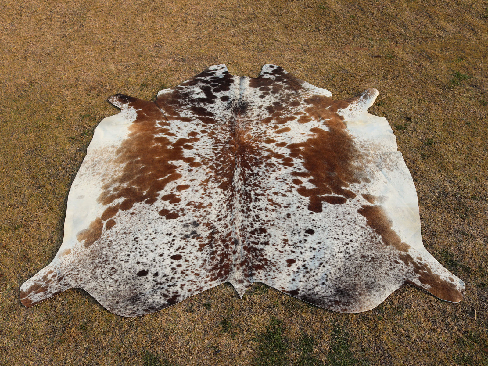 Tricolor Salt and Pepper Print Cowhide Rug