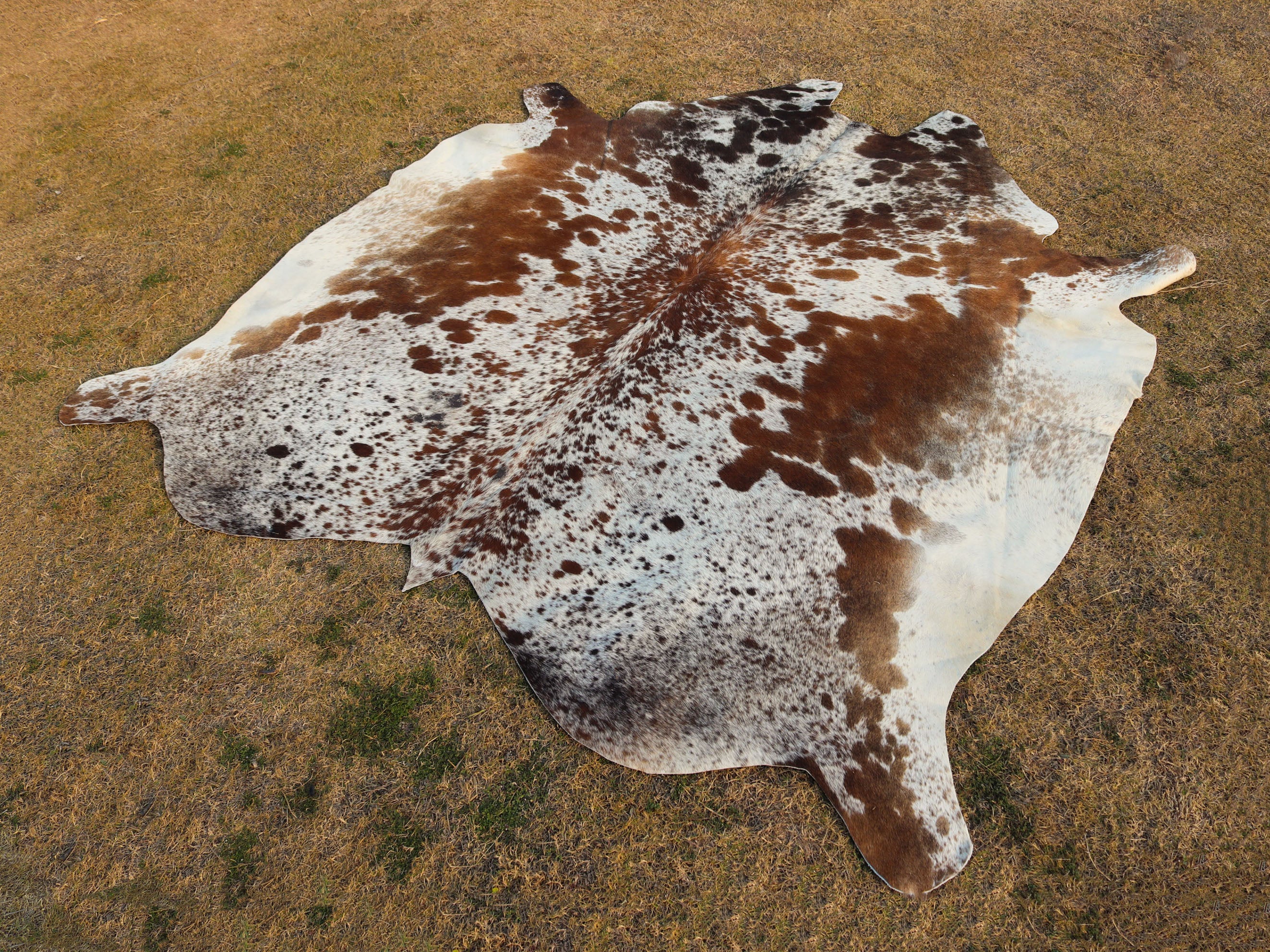 Tricolor Salt and Pepper Print Cowhide Rug