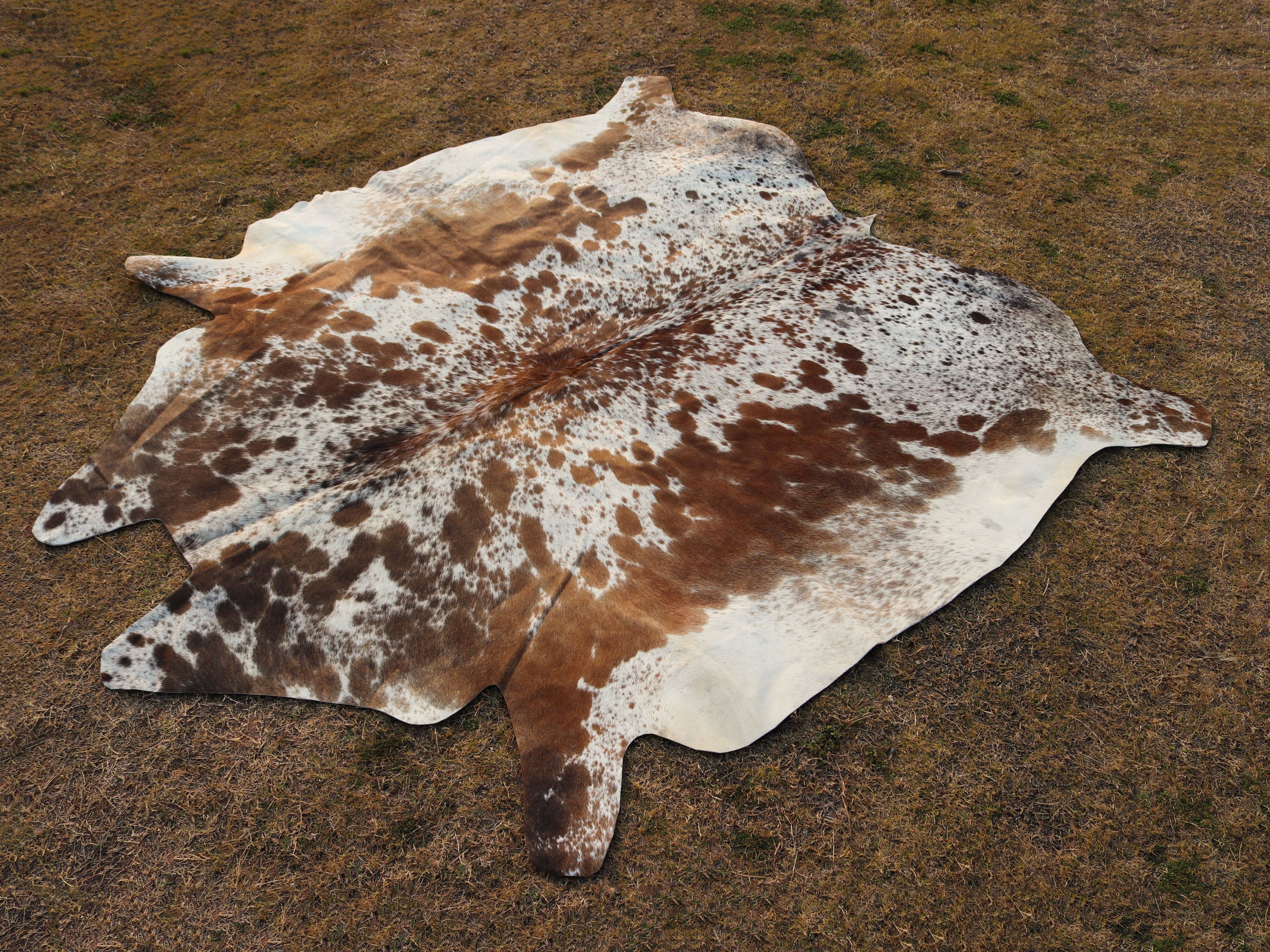 Tricolor Salt and Pepper Print Cowhide Rug