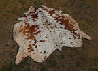 Tan Brown and White Spotted Cowhide Rug for Home Decor