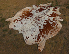 Tan Brown and White Spotted Cowhide Rug for Home Decor