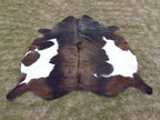 Chocolate Brown and White Cowhide Rug in Panda Print Style