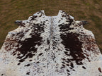 Chocolate Brown and White Speckled Cowhide Rug