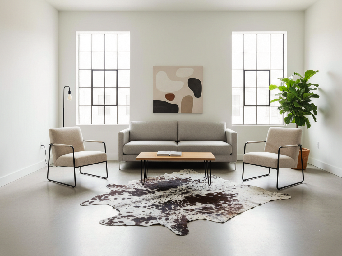 Chocolate Brown and White Speckled Cowhide Rug