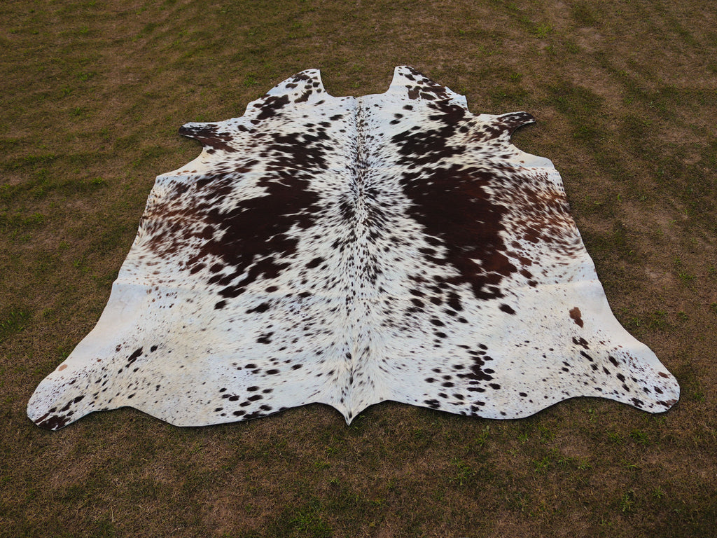 Chocolate Brown and White Speckled Cowhide Rug
