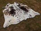 Chocolate Brown and White Speckled Cowhide Rug