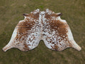 Tan Brown and White Speckled Cowhide Rug