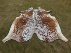 Tan Brown and White Speckled Cowhide Rug