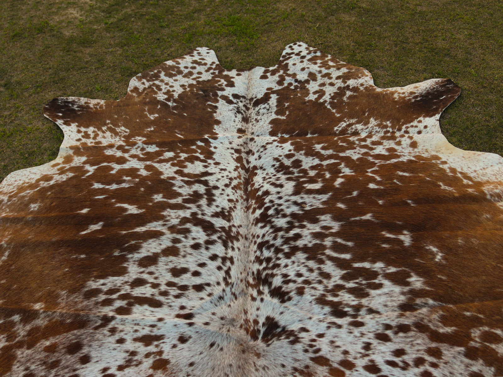 Tan Brown and White Speckled Cowhide Rug