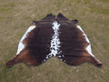 Chocolate Brown and White Hair-On Cowhide Rug