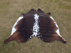 Chocolate Brown and White Hair-On Cowhide Rug