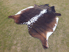 Chocolate Brown and White Hair-On Cowhide Rug