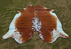 Tan Brown and White Luxury Cowhide Rug