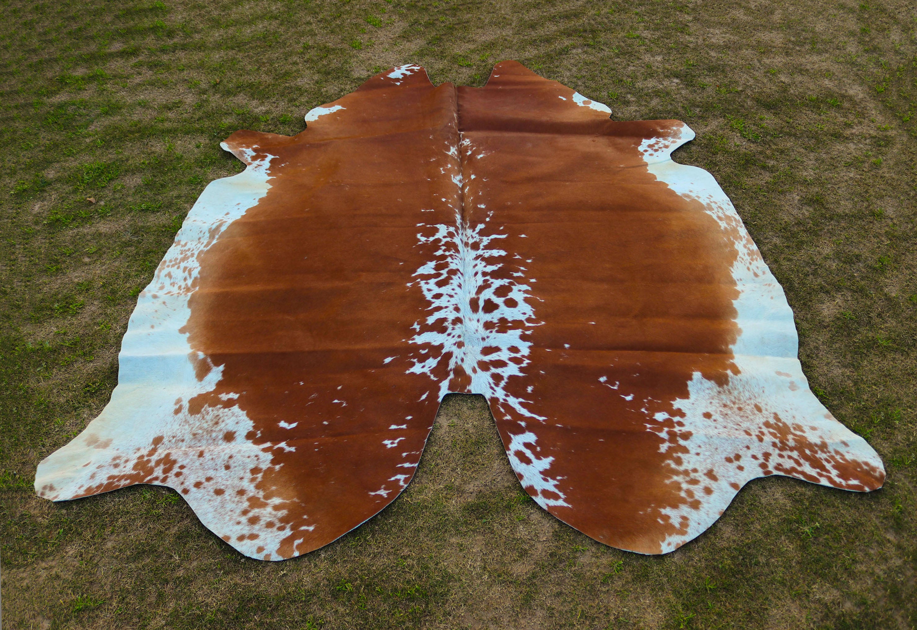 Tan Brown and White Luxury Cowhide Rug