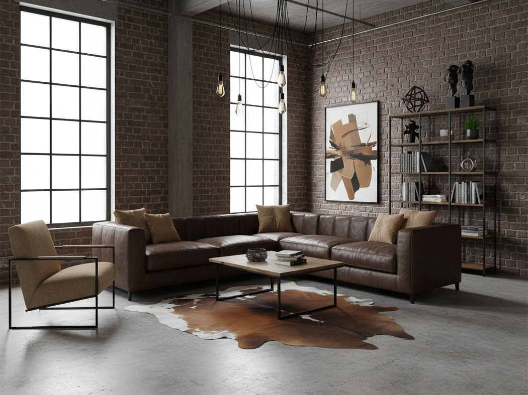 Tan Brown and White Cowhide Rug in Panda Print Style