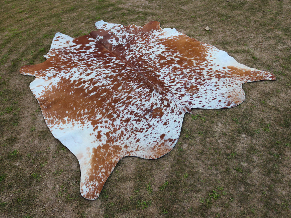 Brown and White Speckled Cowhide Rug