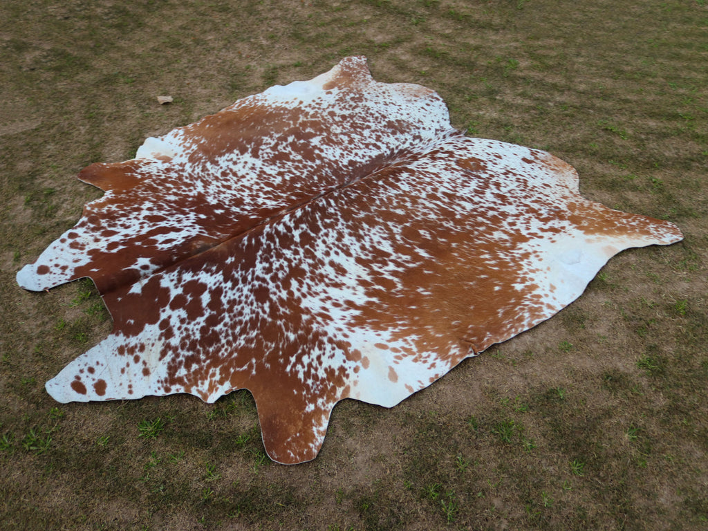 Brown and White Speckled Cowhide Rug
