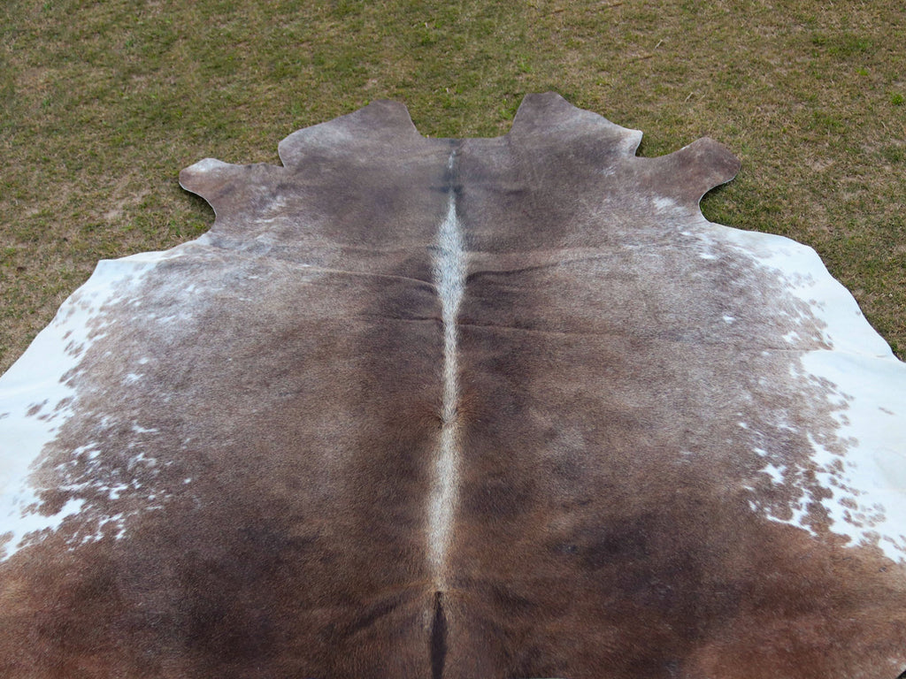 Greyish Beige and White Hereford Cowhide Rug