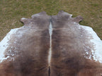 Greyish Beige and White Hereford Cowhide Rug