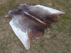 Greyish Beige and White Hereford Cowhide Rug
