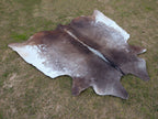 Greyish Beige and White Hereford Cowhide Rug