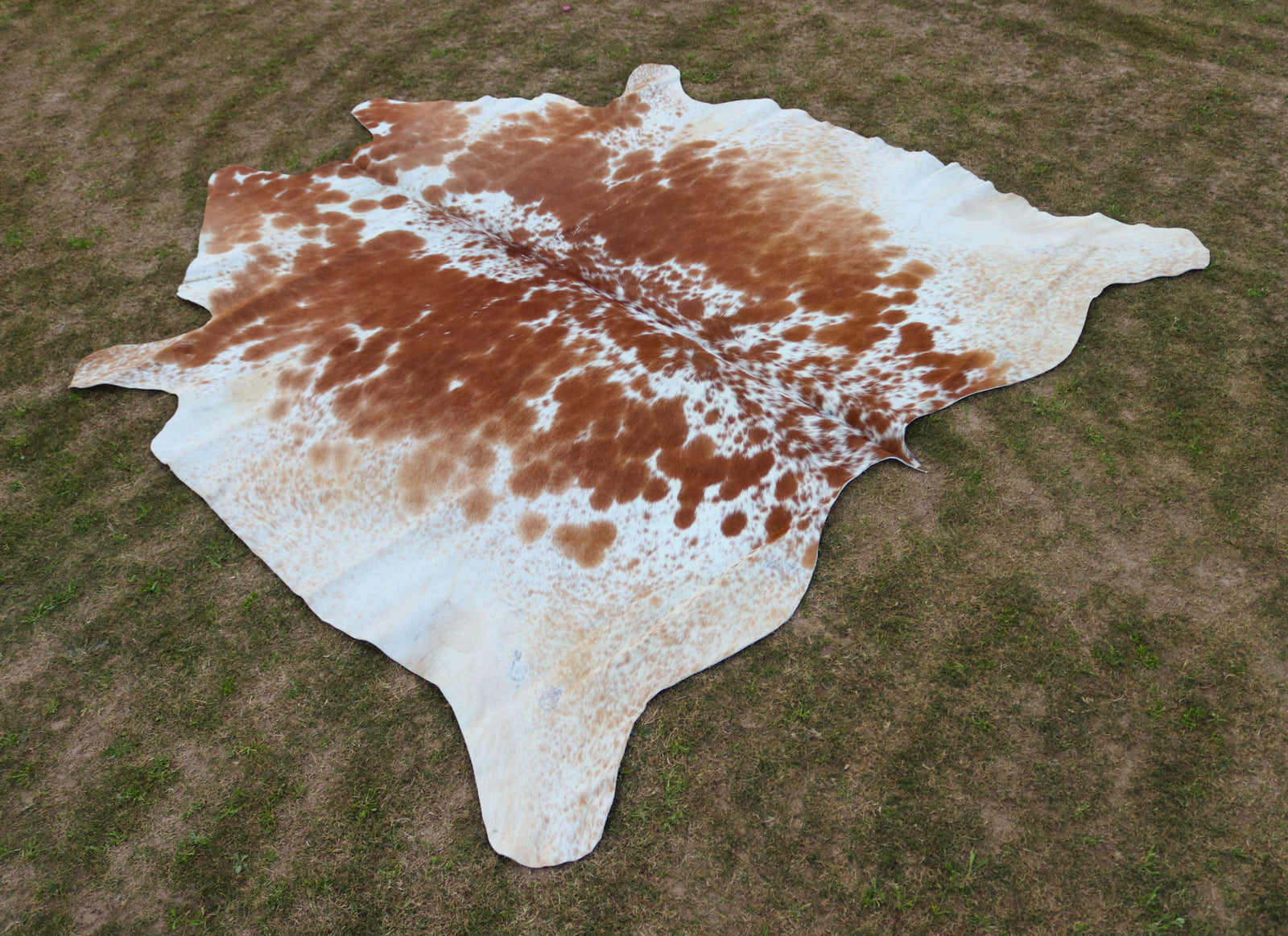 Tan Brown and White Speckled Cowhide Rug