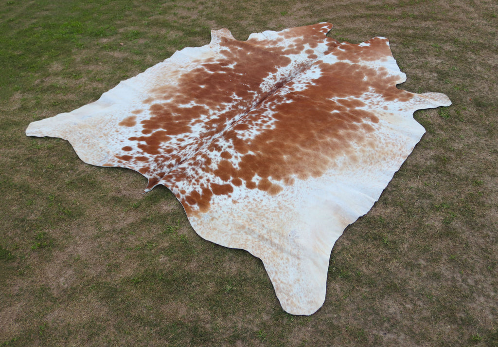 Tan Brown and White Speckled Cowhide Rug