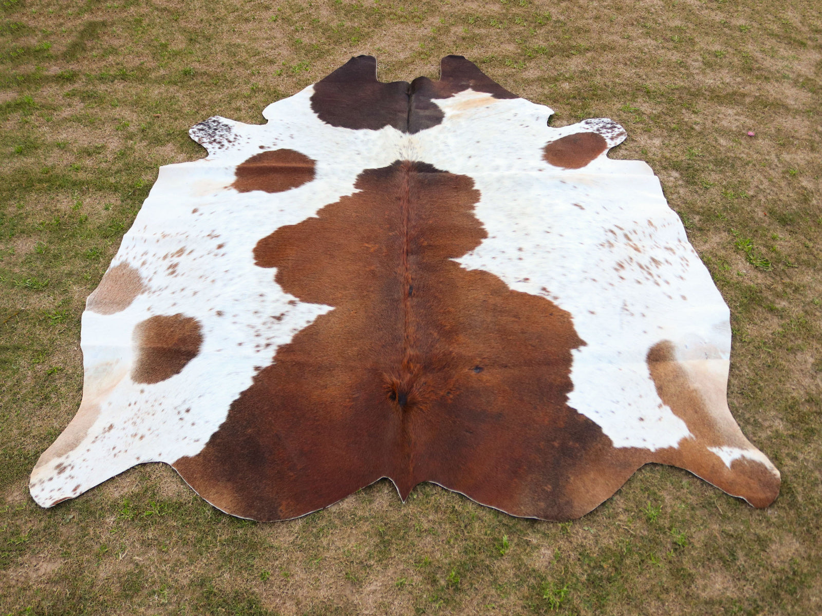 Brown and White Panda Print Cowhide Rug for Home Decor