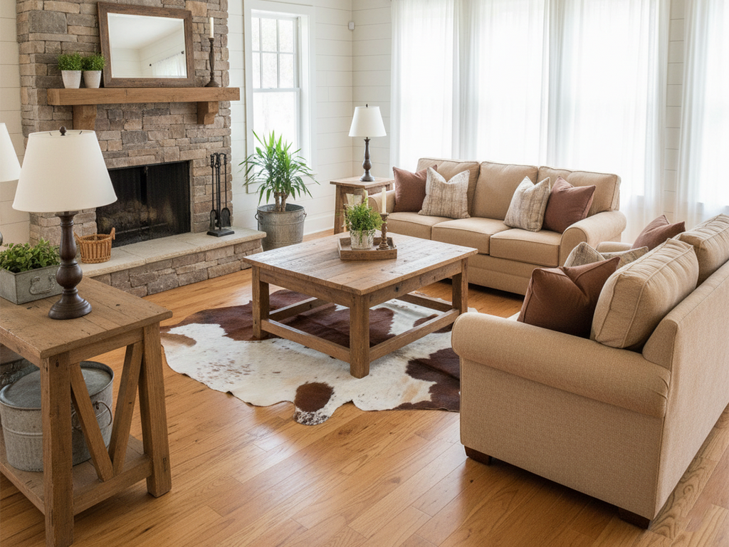 Brown and White Panda Print Cowhide Rug for Home Decor
